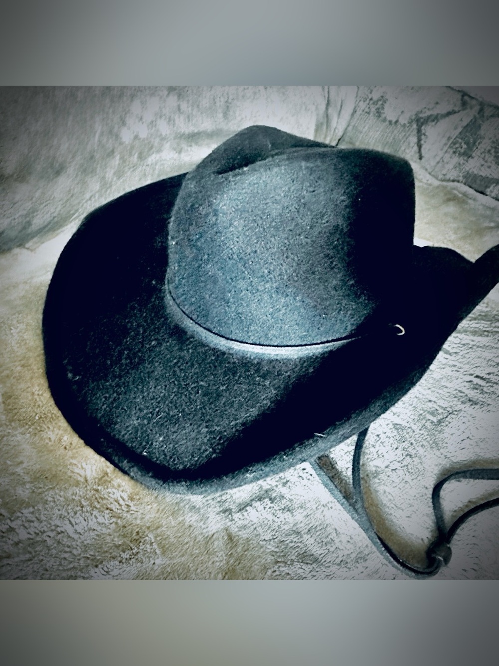 NEW Peter Grimm Drifter Western Hat, Black Felt, 100% polyester/proto sample